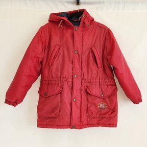 Vintage Y2K 1992 Retro Spell Out RED Hoodie QUILTY Outwear Jacket Women's S/M.